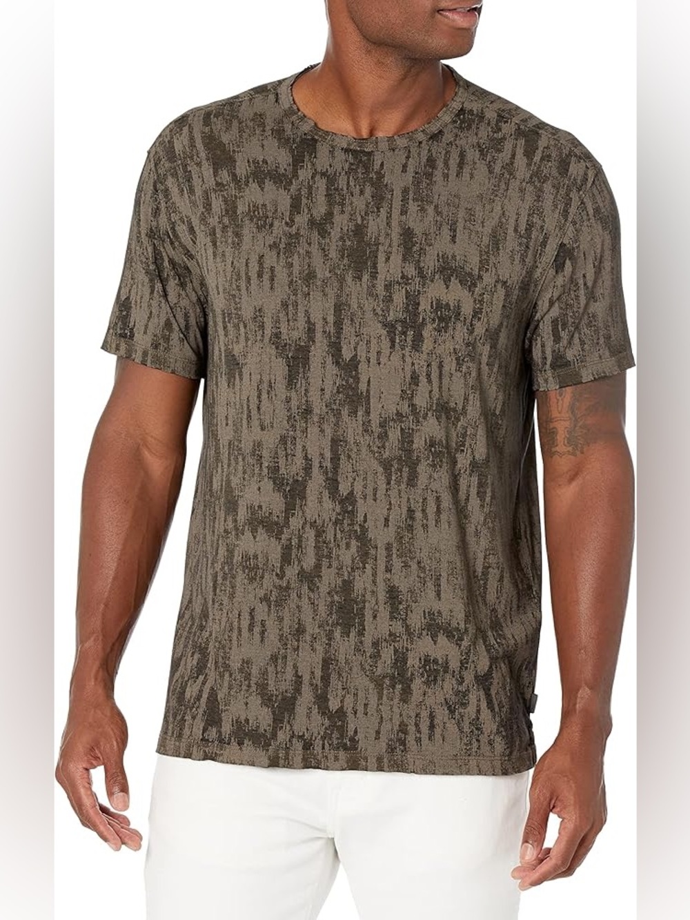 John Varvatos Ramsey Ikat Burnout Crewneck T-Shirt Brown/Black Men’s Size L